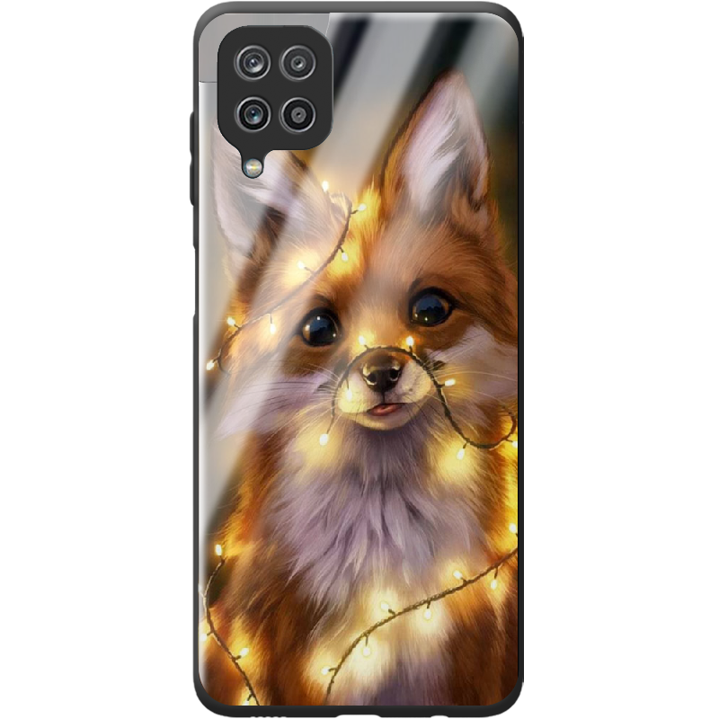 Чехол Boxface Samsung A225 Galaxy A22 Рождественская лиса Черный силикон со стеклом (42748-up2399-44201)