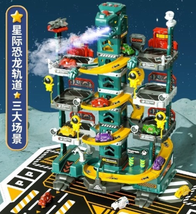 Трек 388-588 Динозавр 92 елементи/автоматичний ліфт/звук/парогенератор/5 машинок в коробці - фото 3 Трек 388-588 Динозавр 92 елементи/автоматичний ліфт/звук/парогенератор/5 машинок в коробці - фото 3