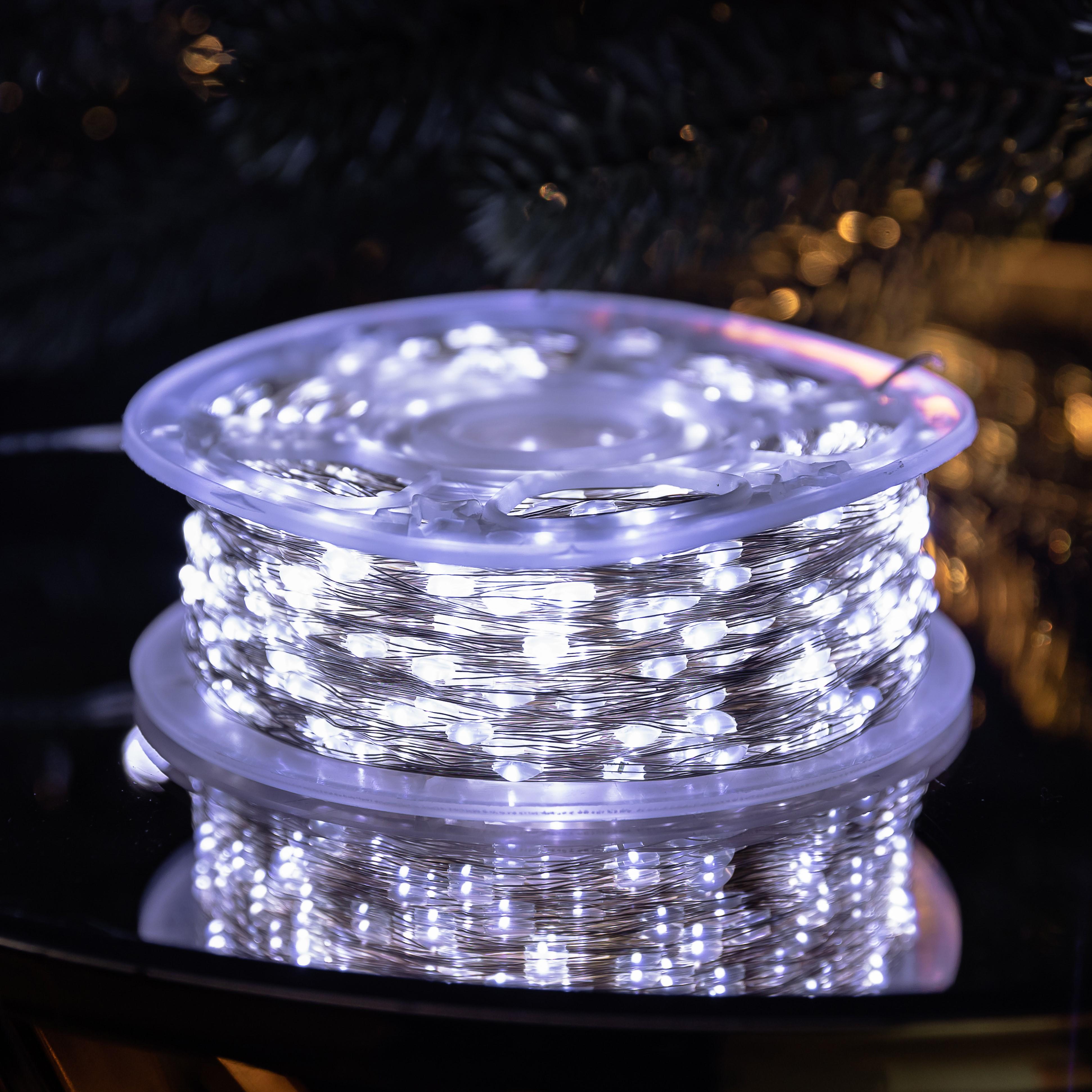 Гирлянда нить для декора GarlandoPro Роса с пультом от сети 1000 LED 100 м Белый (147-107-1000L100MWW)