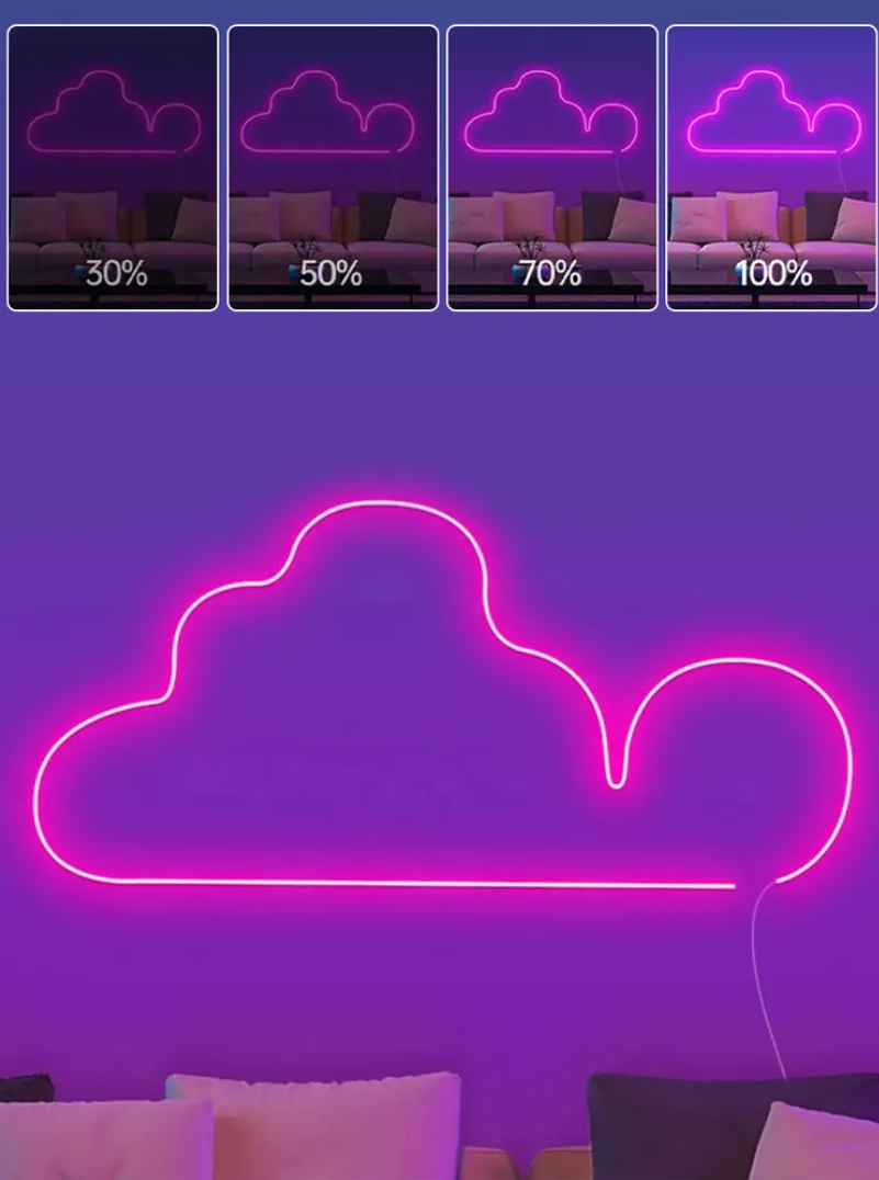 Лента неоновая с пультом и блютузом LED влагозащищена с блоком питания 220V Bluetooth/приложение 5 м (27292241) - фото 2