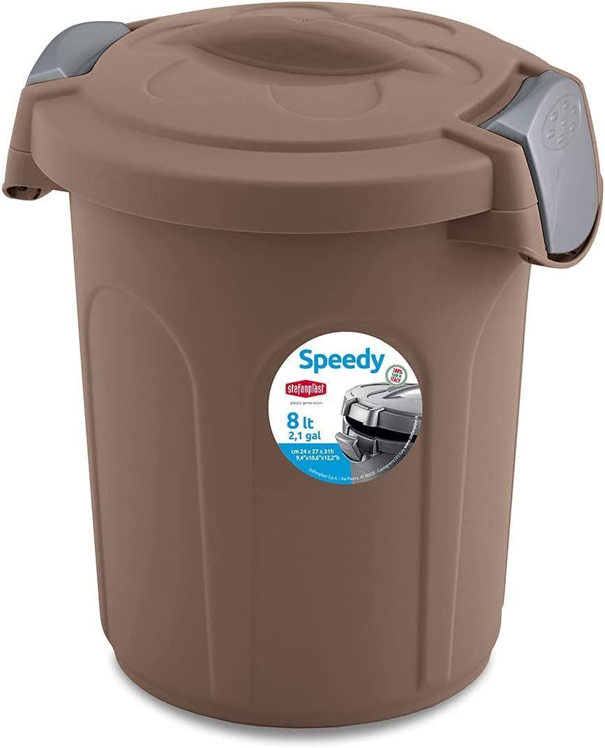Ведро с крышкой Stefanplast Speedy пластиковое 8 л Коричневый (70314)
