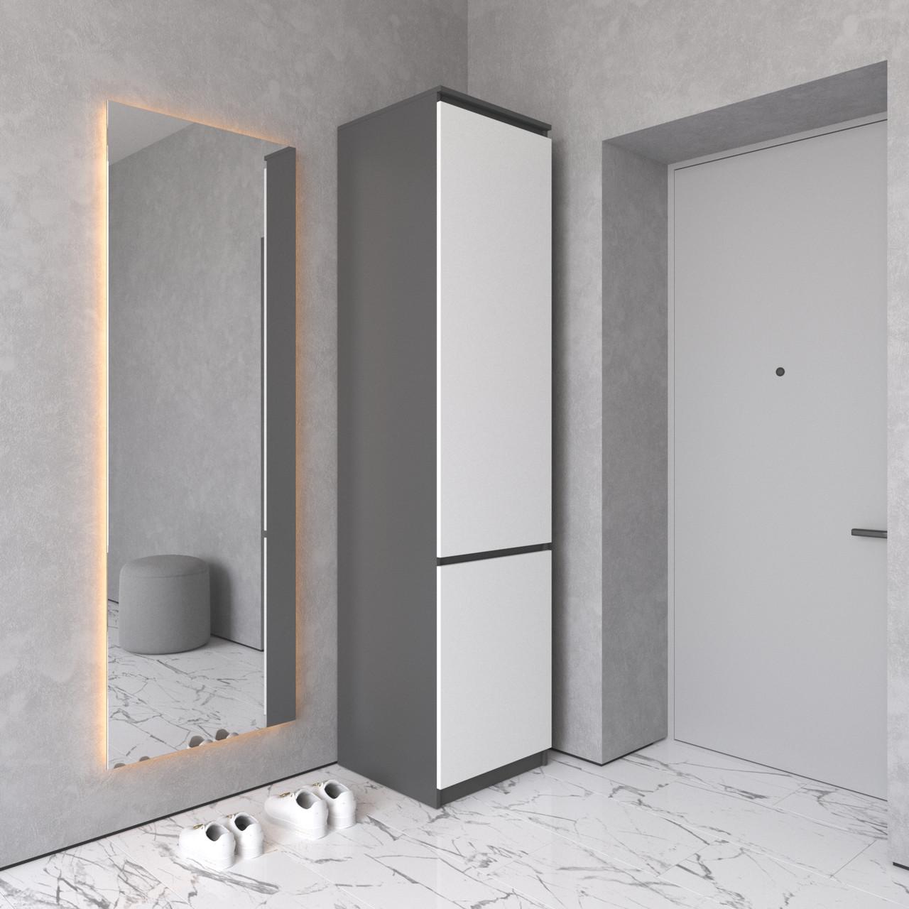 Шафа-пенал Вайс R-21 502х500х2110 мм Антрацин/Білий фасад (30771733) - фото 1 Шафа-пенал Вайс R-21 502х500х2110 мм Антрацин/Білий фасад (30771733) - фото 1