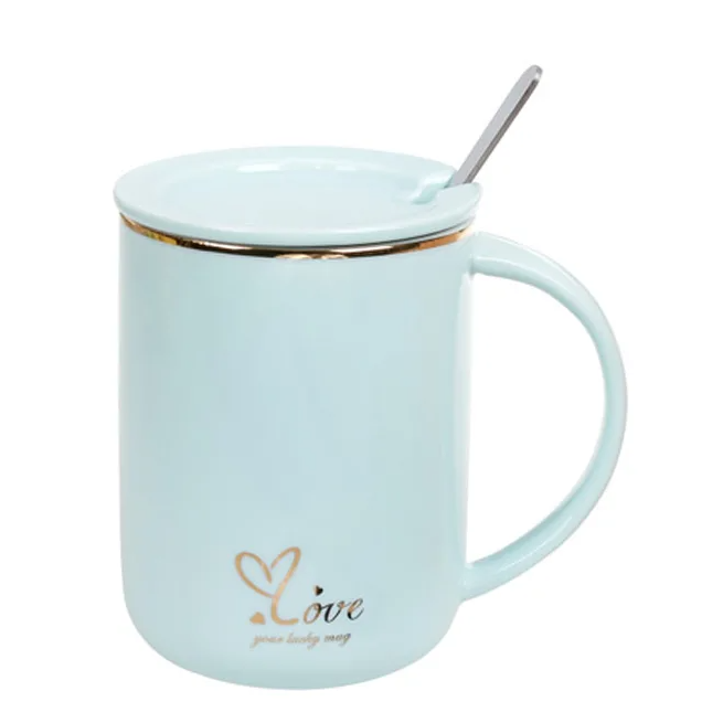 Чашка-заварочник фарфоровая Flora Love 0,43 л Голубой (31810)