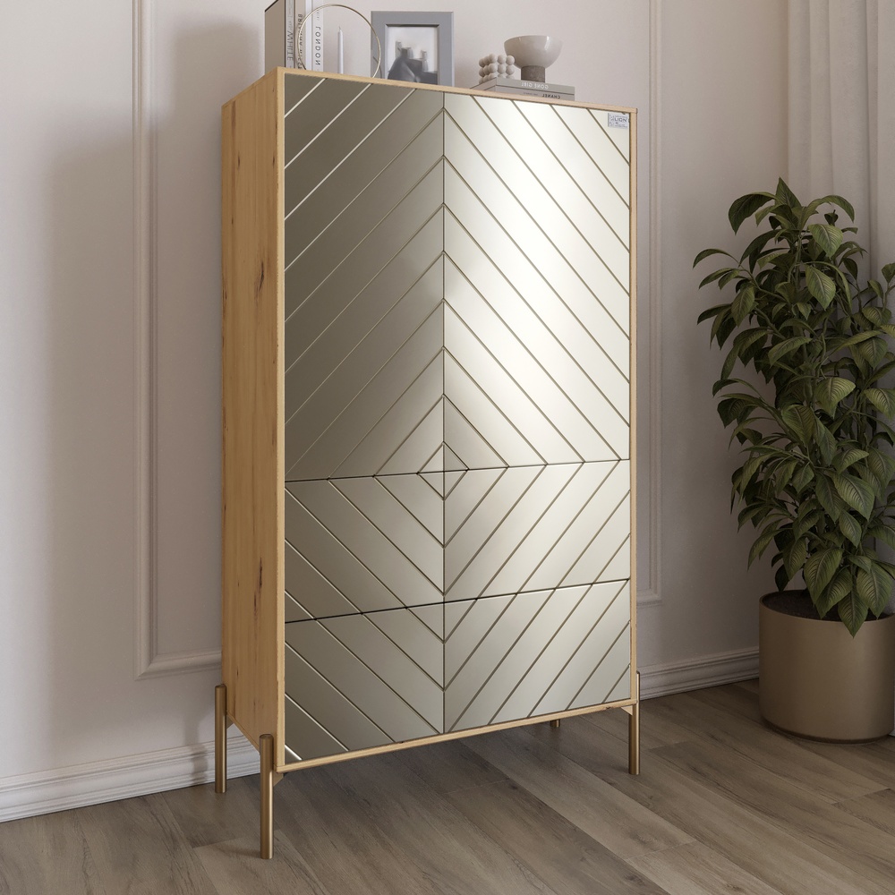 Комод-пенал Lion Амарант 84x40x150 см Дуб Артизан/Перламутровый металлик (LION-042171)