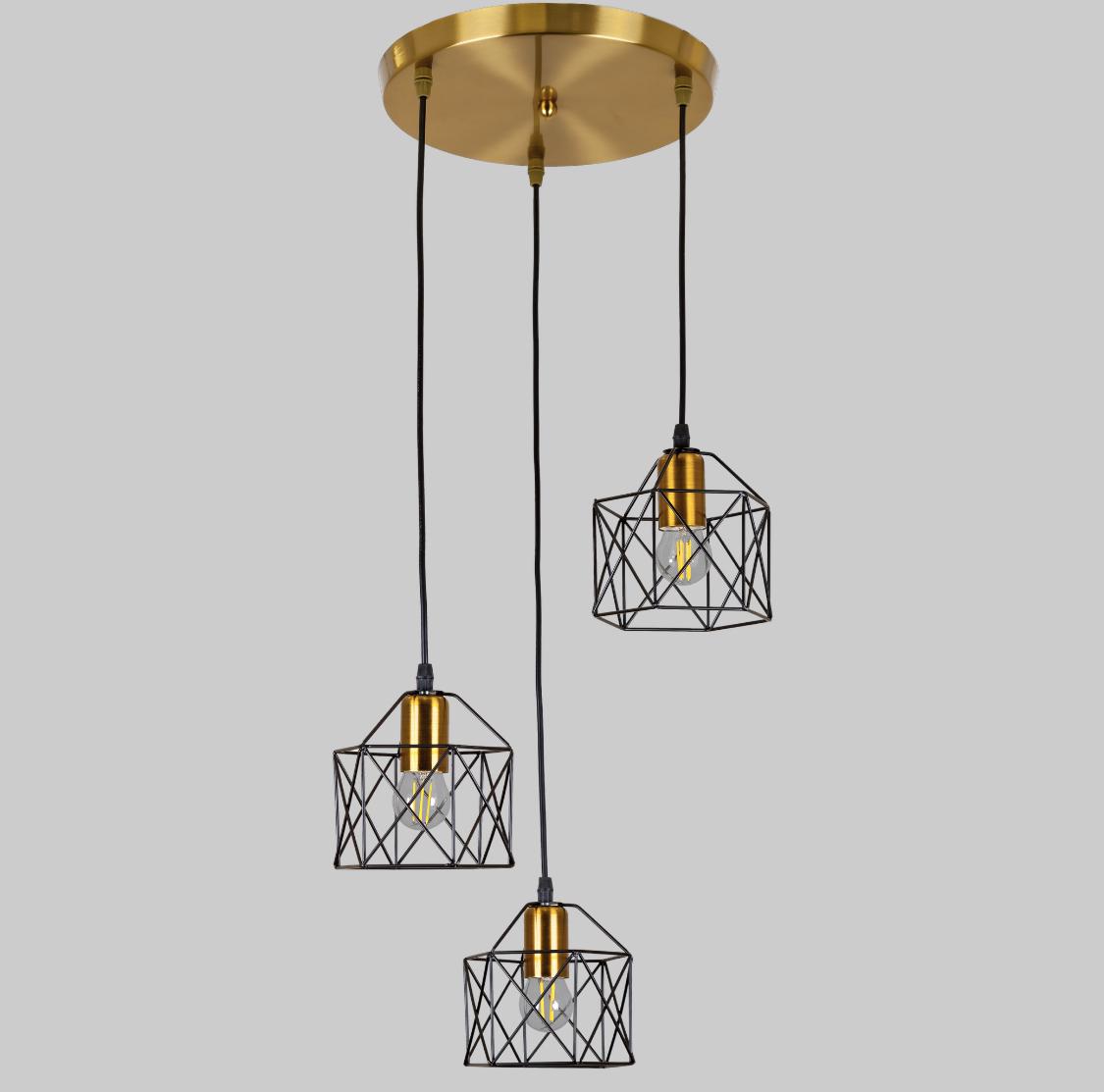 Люстра с плафонами лофт Бронзовый/Черный (56-PR101F-3 BRZ+BK)