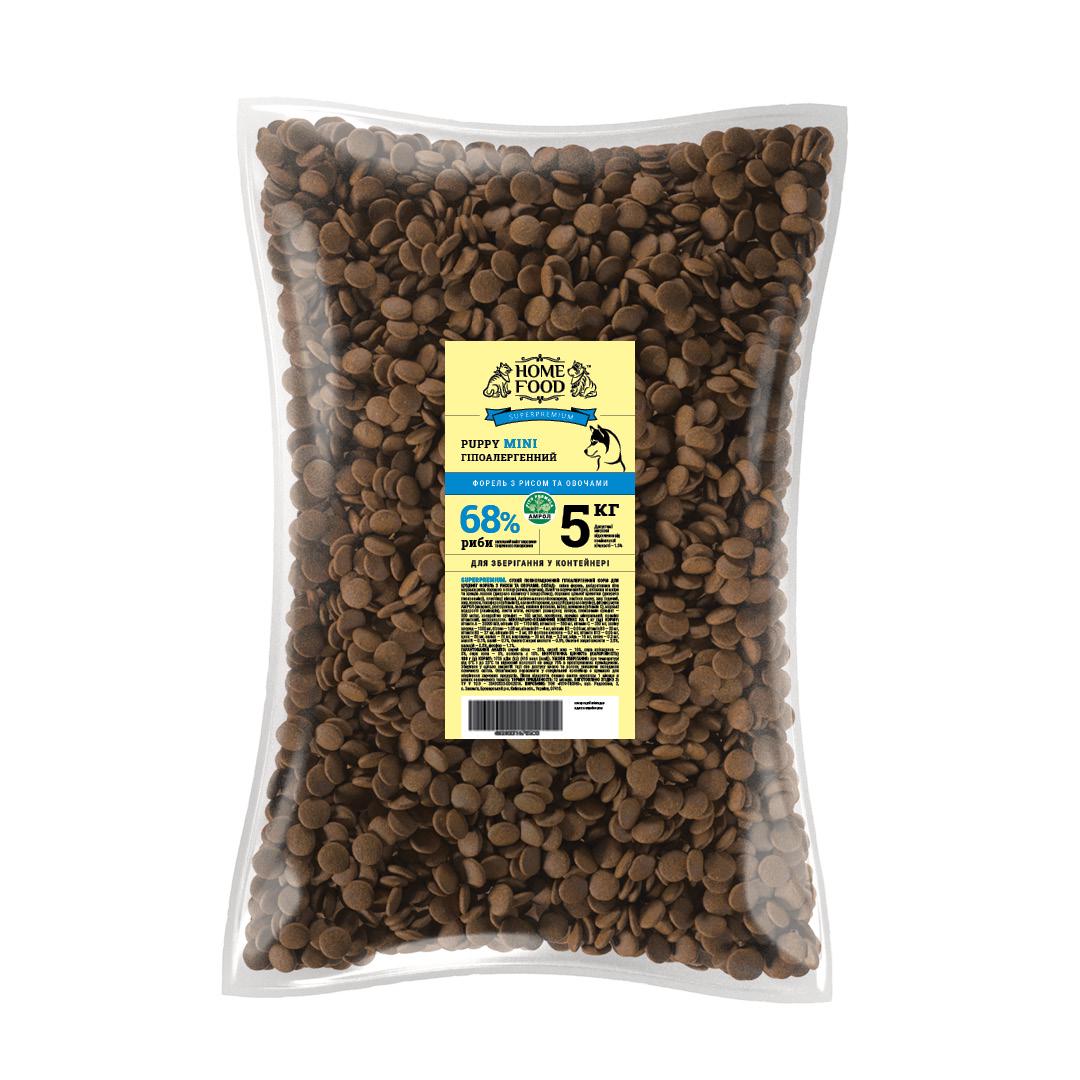 Корм HOME FOOD для цуценят дрібних порід гіпоалергенний Форель з рисом 5 кг - фото 1 Корм HOME FOOD для цуценят дрібних порід гіпоалергенний Форель з рисом 5 кг - фото 1