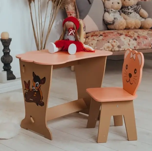Столик детский со стулом Медвежонок Персиковый (9006371)