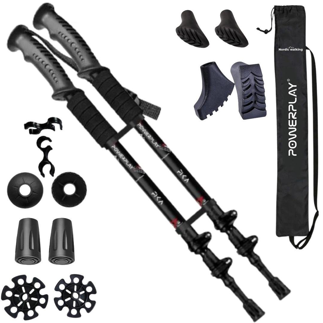 Трекинговые палки PowerPlay 9109 Fika 60-135 см Black/Red