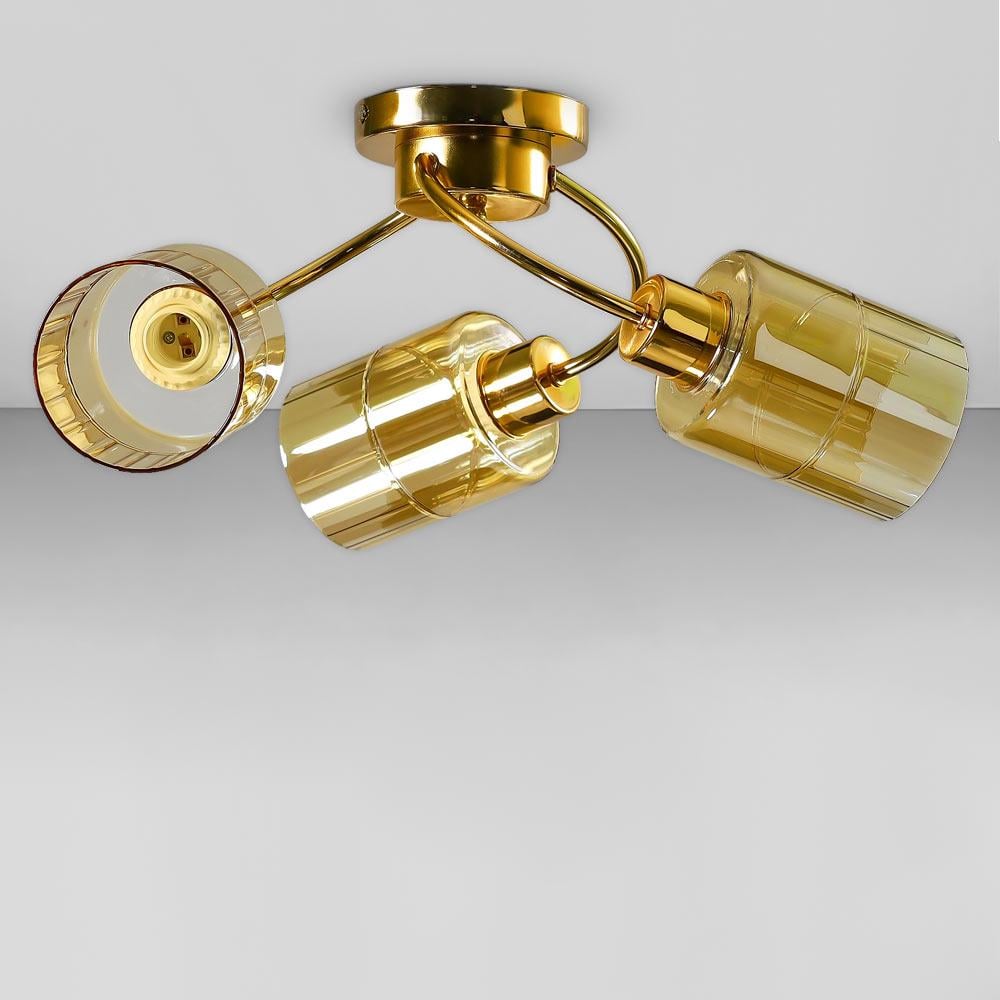 Люстра стельова Light House SC-18705/3 FG 520х210 мм Золотий/Медовий