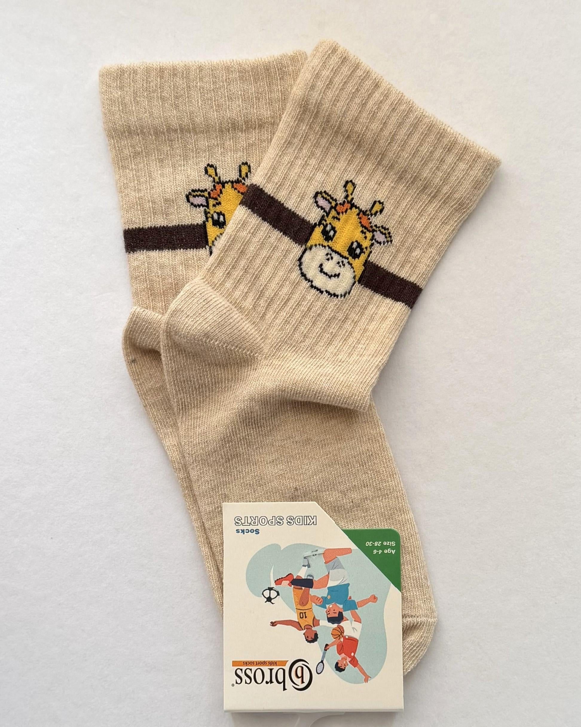Носки детские высокие BROSS с рисунком жирафы р. 28-30 4-6 лет Бежевый (32397996)