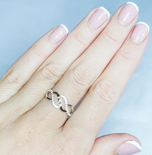 Кольцо серебряное с кубическим цирконием и золотыми пластинами р. 18 1,61 г (1518516042)