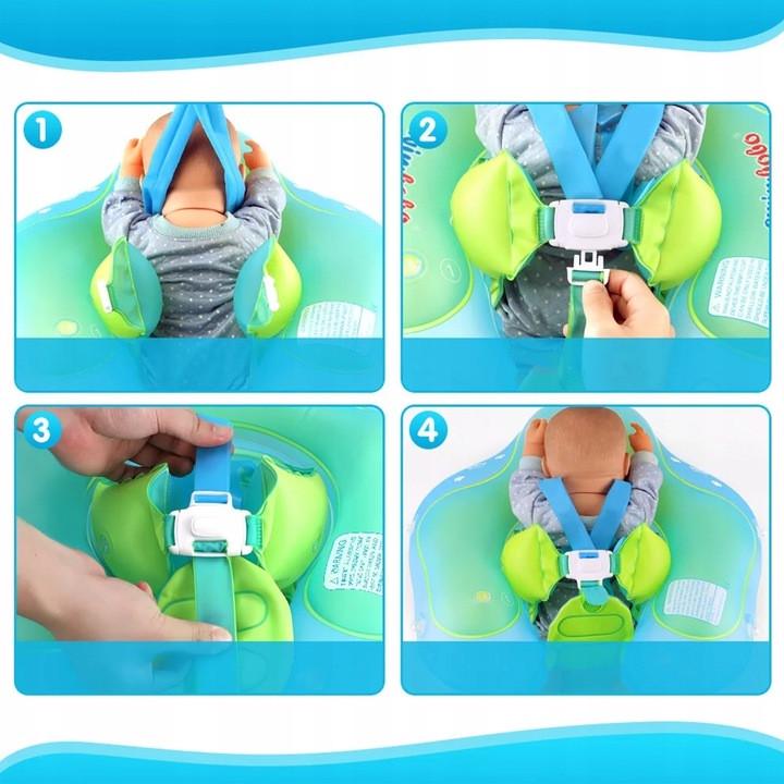 Круг надувной для плавания SwimRing с понтоном для детей с тентом Голубой (2633874444) - фото 3