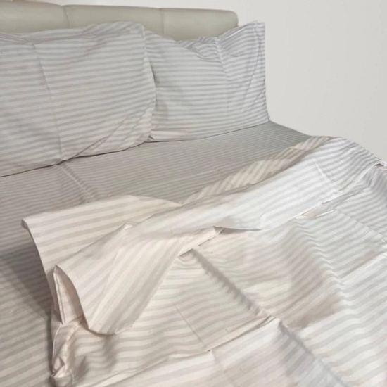 Комплект постельного белья односпальный поплин Lux Кремовый в полоску (1581129196)