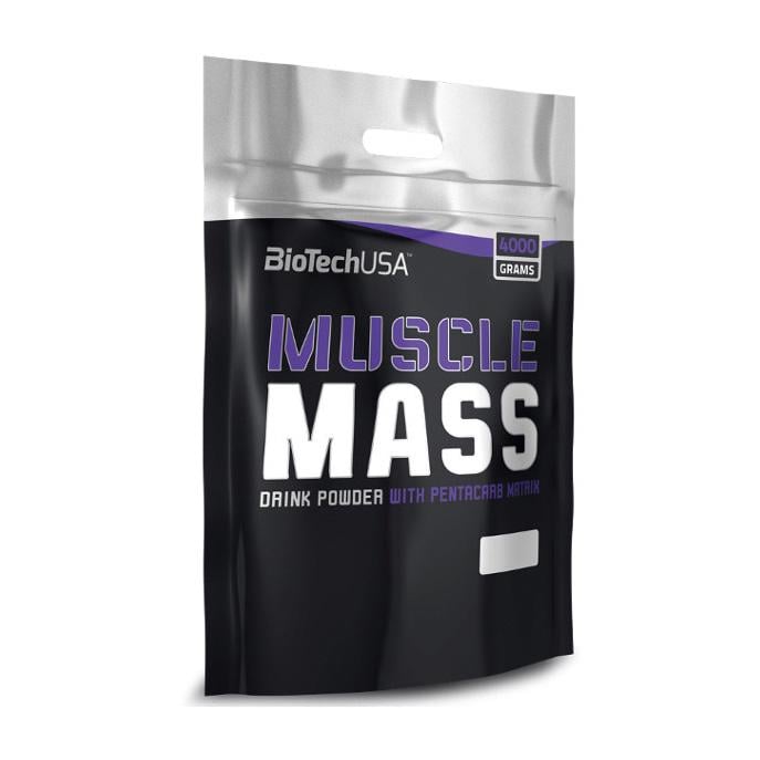 Гейнер BioTech Muscle Mass 4 кг для набору м'язової маси высокоуглеводный с креатином Шоколад
