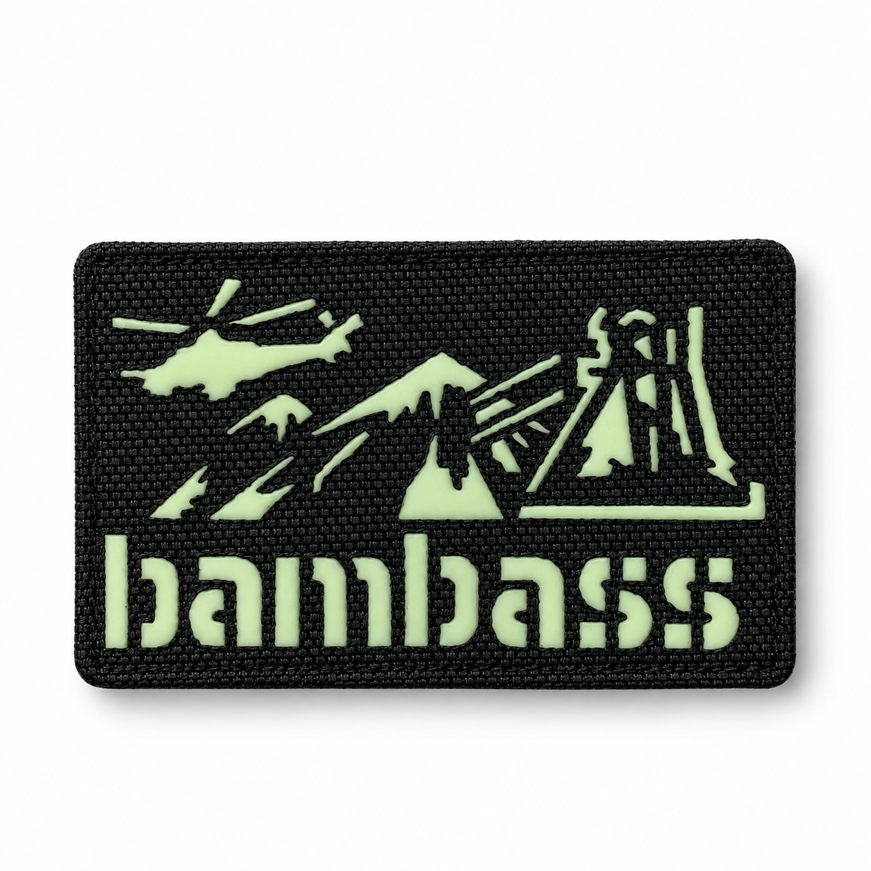 Шеврон на липучке Laser Cut Bambass 5х8 см Черный/Люминисцентный