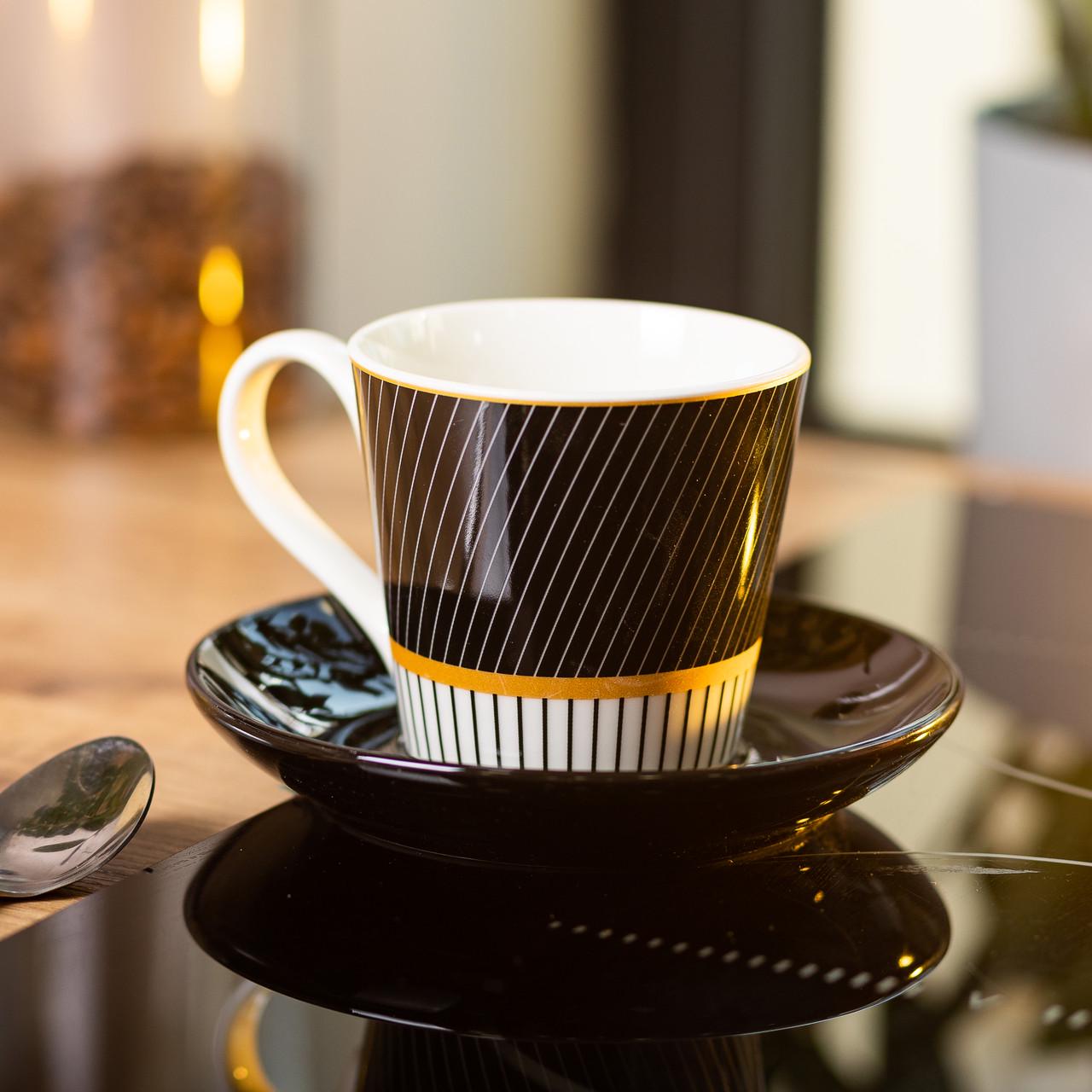 Чашка с блюдцем керамическая Lighthouse 200 мл diagonal (LG-20131) - фото 3