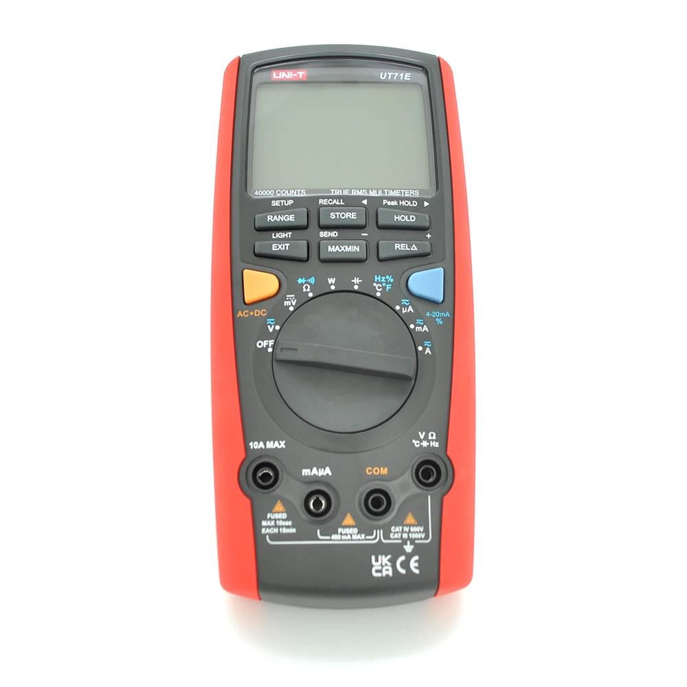 Мультиметр UNI-T UT71E вимірювання V A Ω F Hz °C/°F DUTY 4-20мА W True RMS функції Data Hold Peak Hold Min/Max REL продзвонювання (35105)