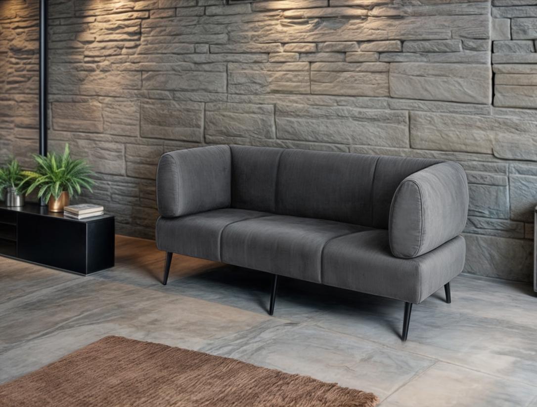 Диван офісний ТОБІ ШО Бенно-1 Emilia 95 велюр з підлокітниками та конусною ногою 1800х720х750 мм Dark grey (23052784) - фото 3