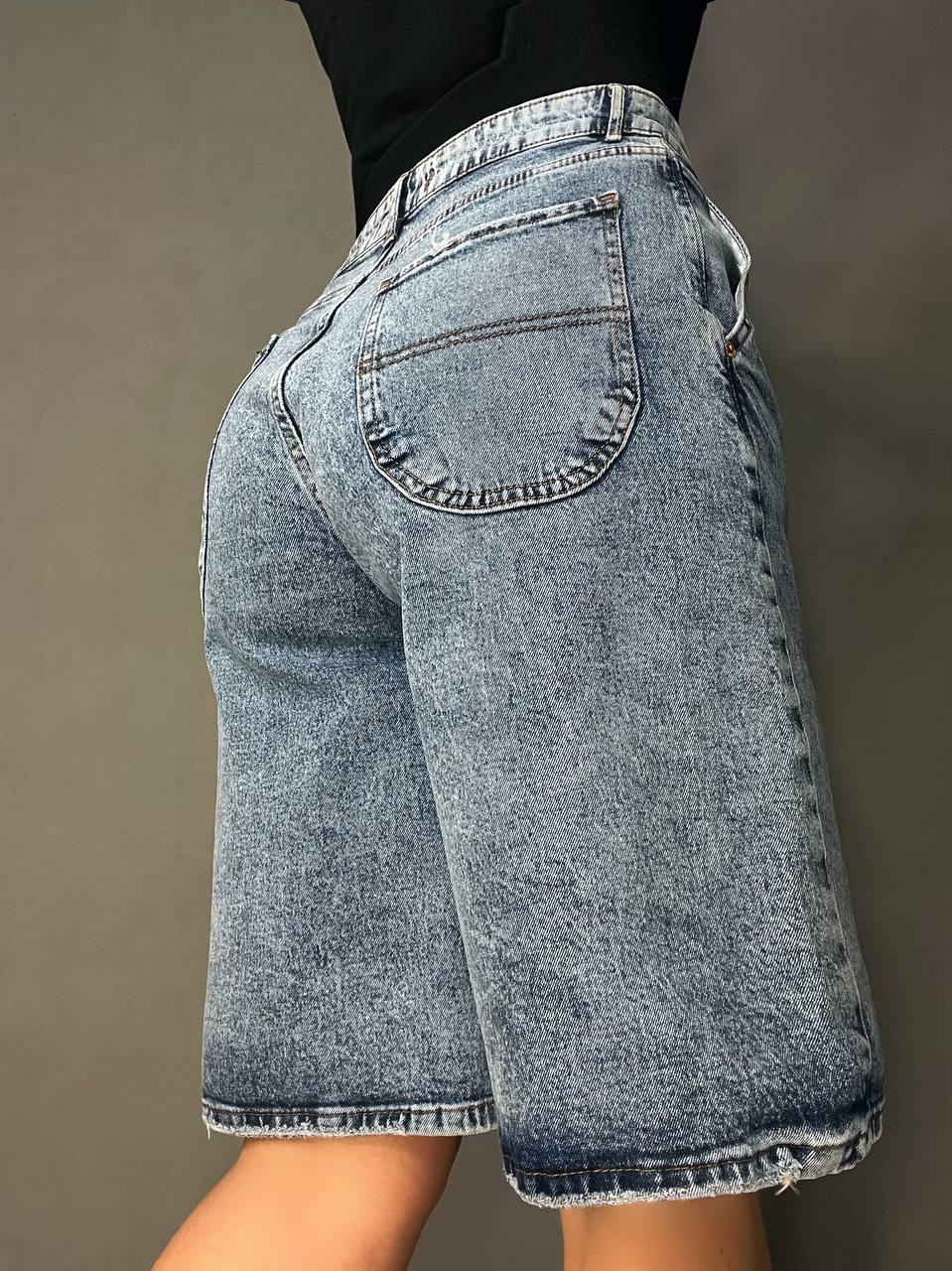 Шорты женские джинсовые Its Basic 544-30 бермуды стрейч рваные снизу р. 31 Синий (2197) - фото 10