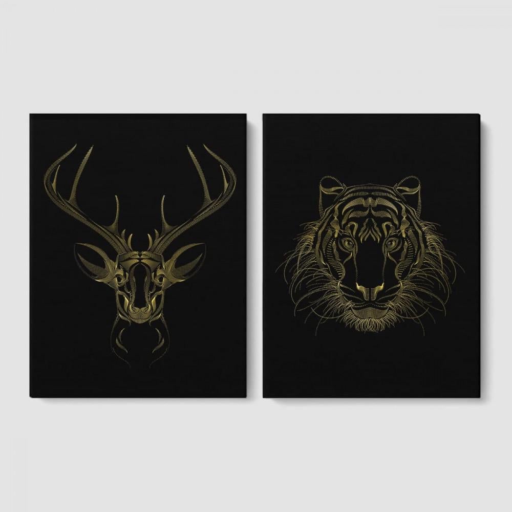 Модульная картина Malevich Store Golden Animals из двух частей 123x80 см (MK21232)