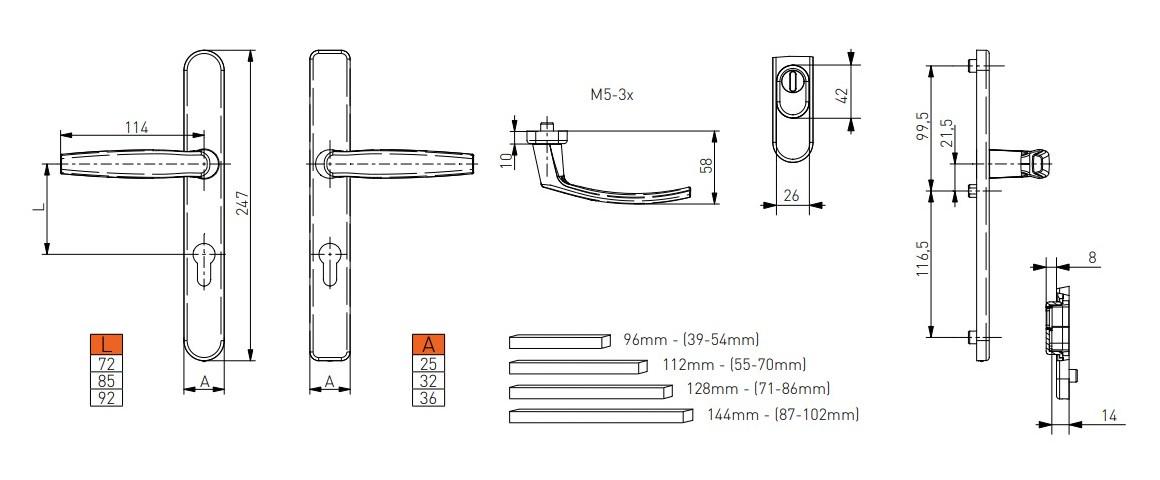 Гарнитур дверной нажимной Medos VICTORY PZ92 32 мм RAL8019 Коричневый (18180193292) - фото 2