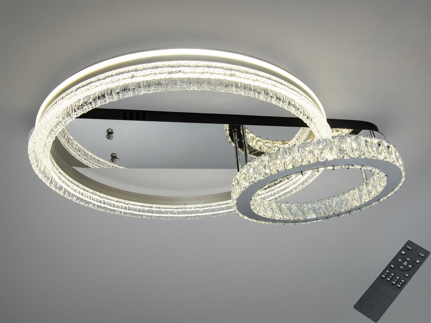 Люстра потолочная LED Diasha 2 кольца/пульт 120W Хром (A8811/600+400B)