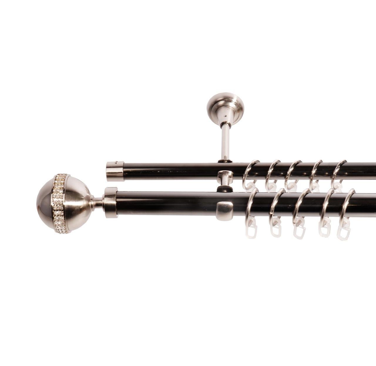 Карниз трубчатый двухрядный Orvit Авея 25/19 мм 200 см Черный/Нержавеющая сталь (000-6798) - фото 1