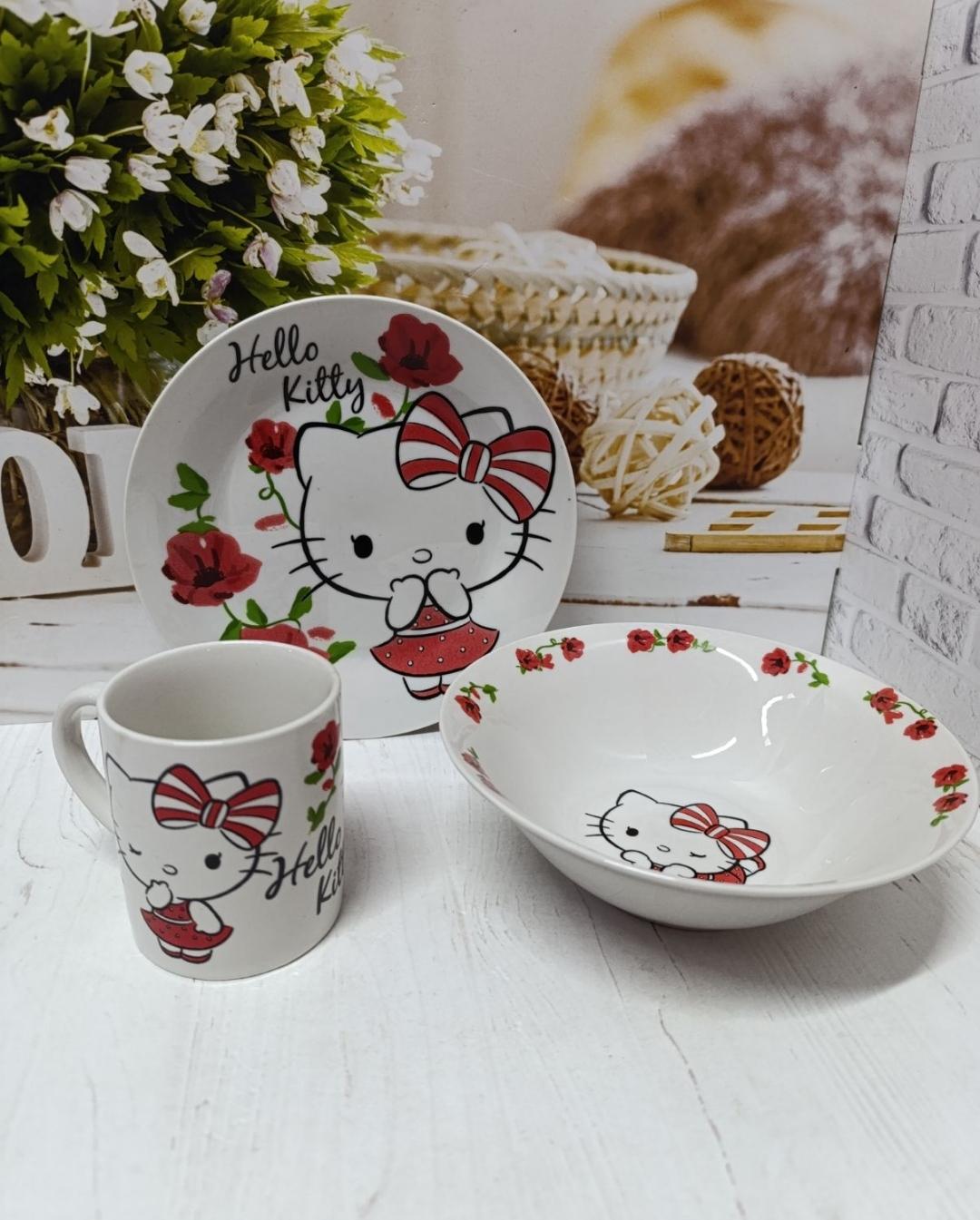 Детский набор столовой посуды Interos Hello Kitty порцеляна 3 предмета