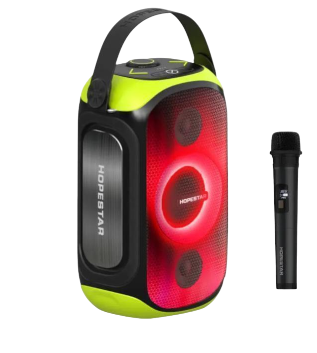 Колонка портативная Bluetooth HOPESTAR PARTY 300 микрофон AUX 80 Вт Черный с желтым