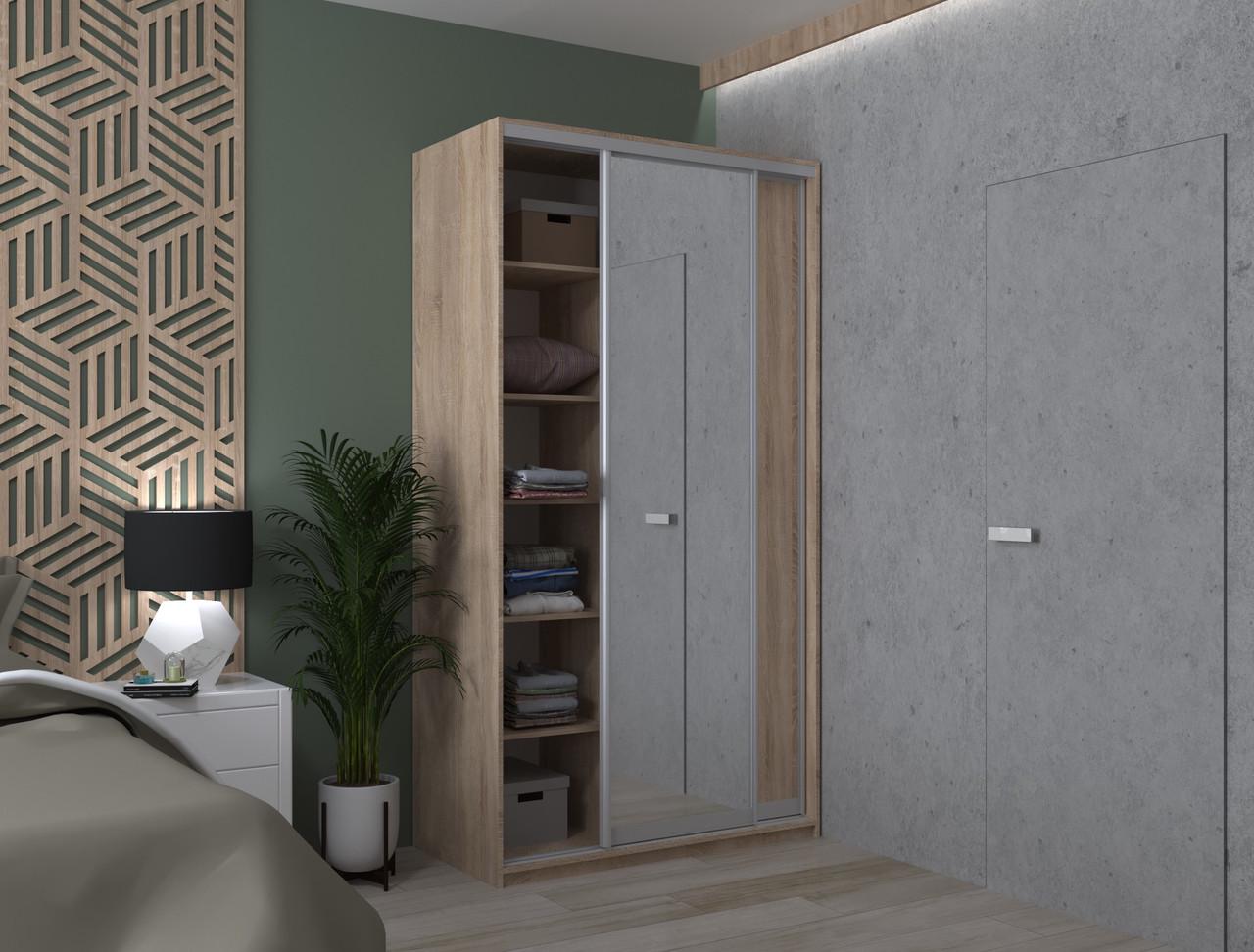 Шкаф-купе двухдверный Doros Сити Лайт 1 Зеркало 120х45х225 см Дуб сонома (DRS-011080) - фото 2 Шкаф-купе двухдверный Doros Сити Лайт 1 Зеркало 120х45х225 см Дуб сонома (DRS-011080) - фото 2