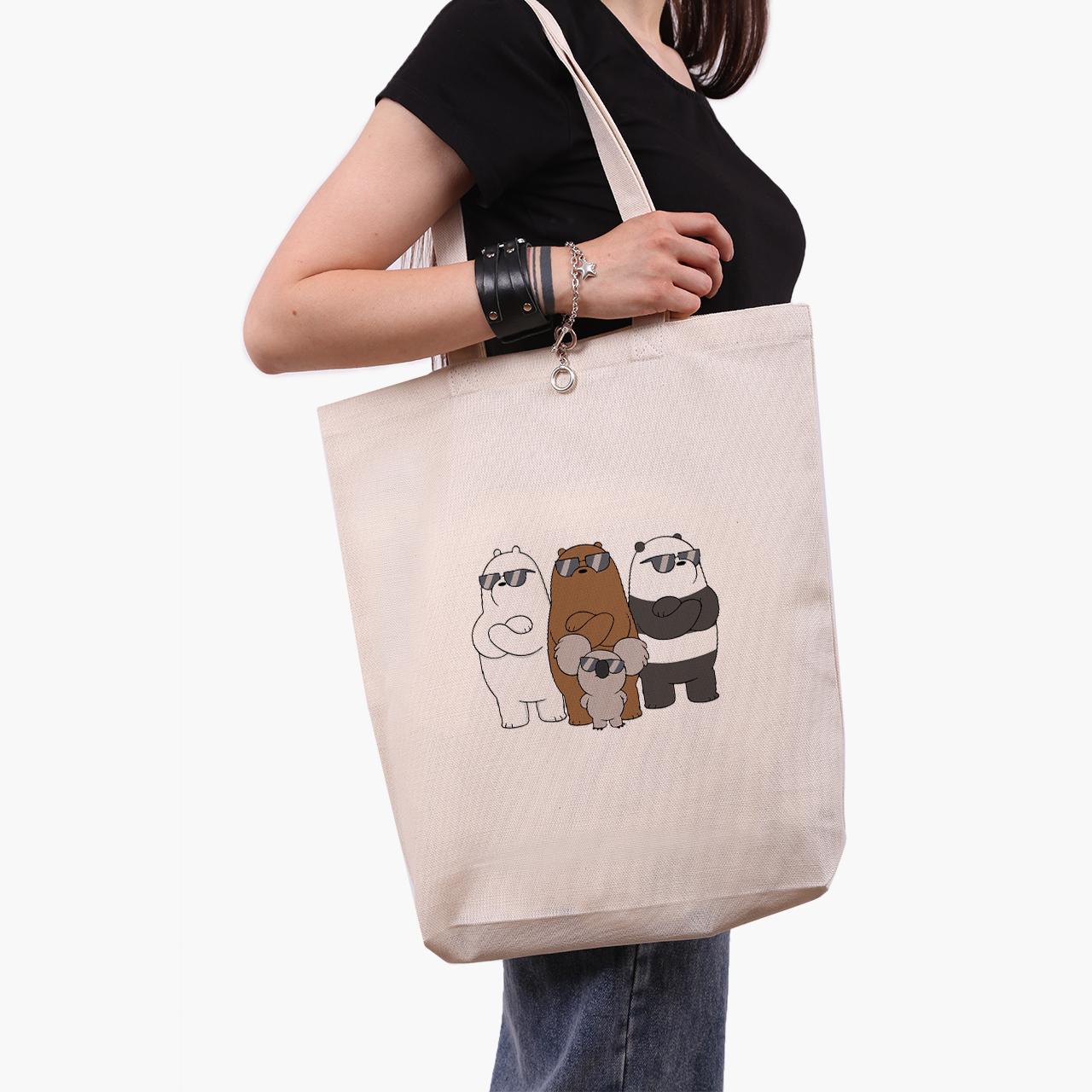 Эко сумка шоппер We Bare Bears 41x39x8 см Бежевый (9227-2892-WTD)