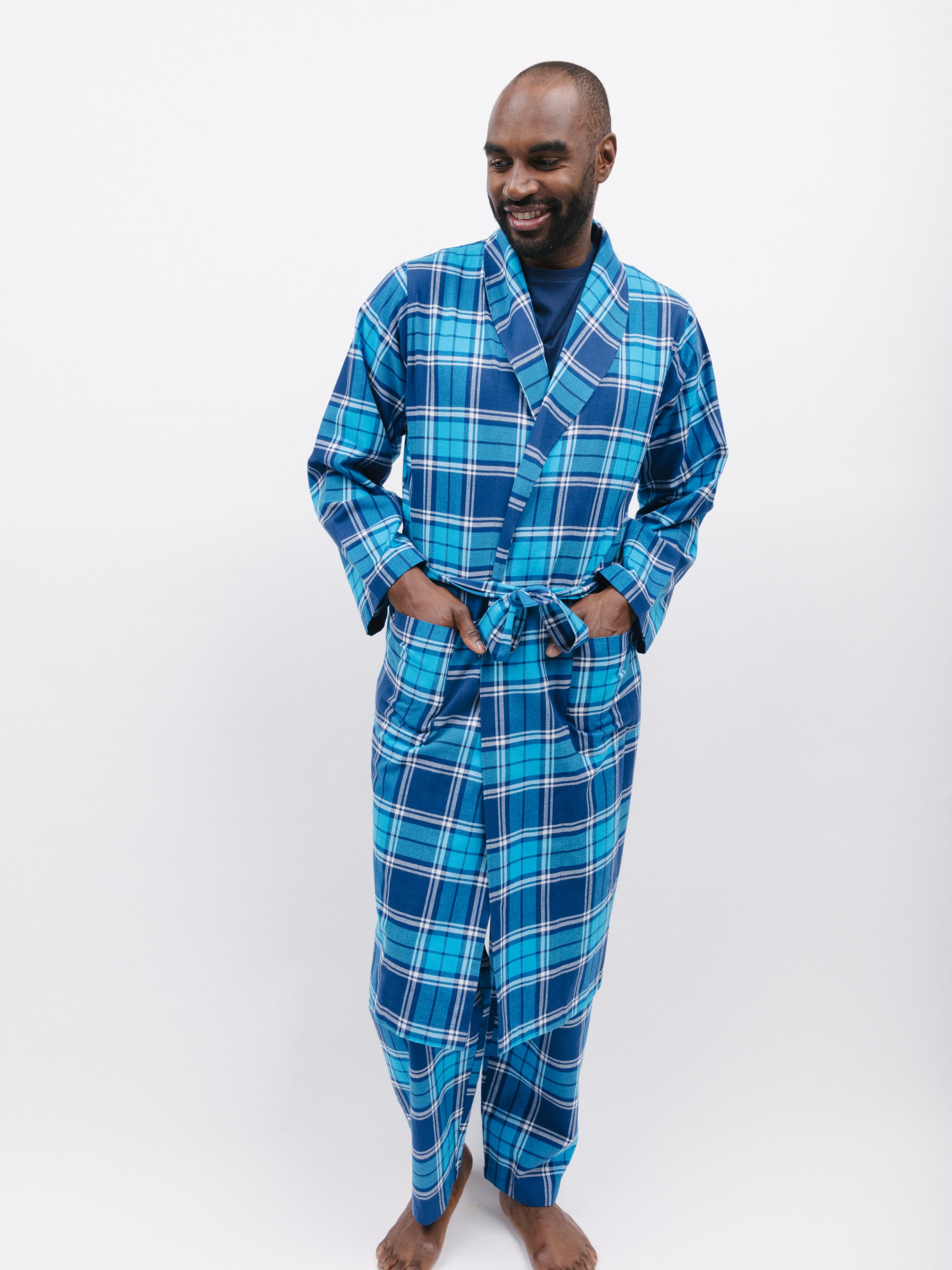 Халат мужской CYBERJAMMIES Felix 6935 M в клетку Синий (5051877471757)
