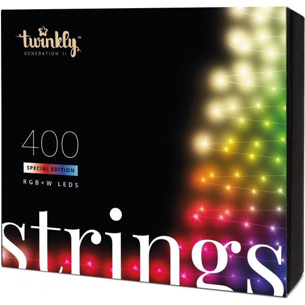 Гірлянда Twinkly Strings RGBW 400, BT+ WiFi, Gen II, IP44, кабель черный (TWS400SPP-BEU) - фото 1