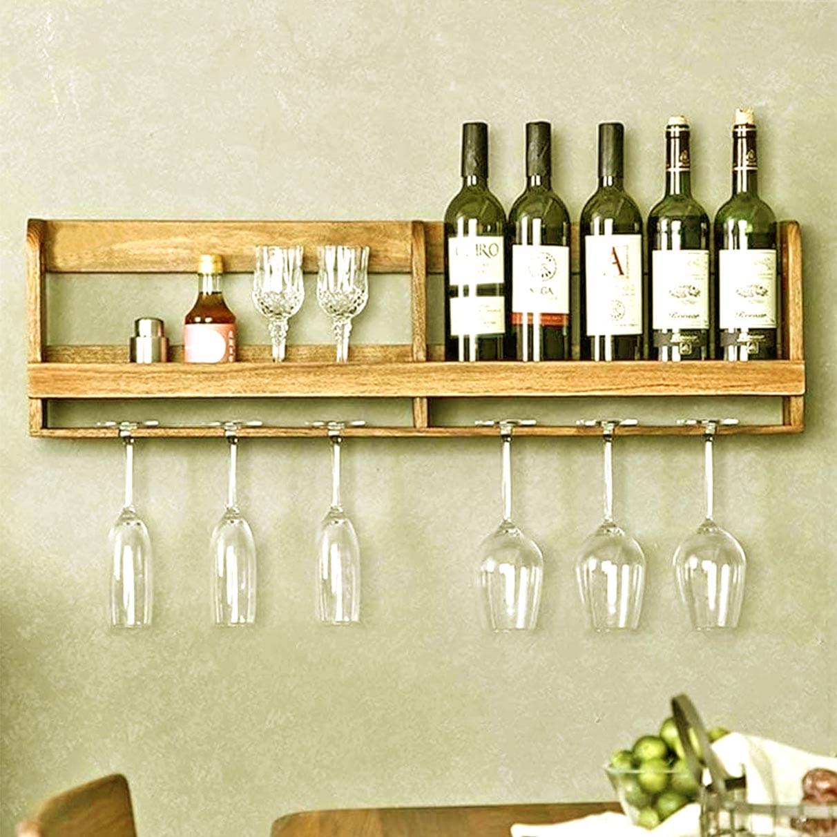 Полка для вина настенная из дерева Танабе Сиена (ПНК-002805)