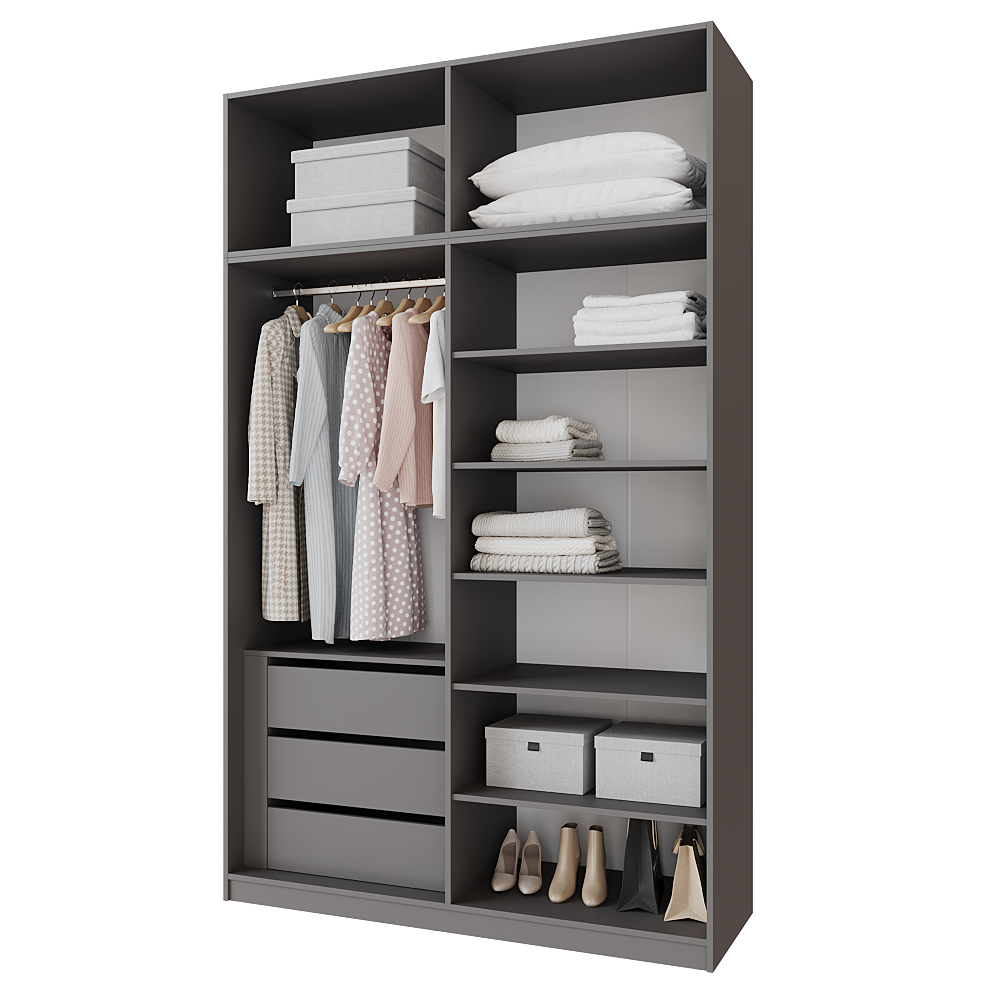 Шкаф распашной с тумбой и антресолью Меблітренд Чиназес Чита-1600.4 1600х500х2450 мм Графитовый/Белый (27356860) - фото 2 Шкаф распашной с тумбой и антресолью Меблітренд Чиназес Чита-1600.4 1600х500х2450 мм Графитовый/Белый (27356860) - фото 2