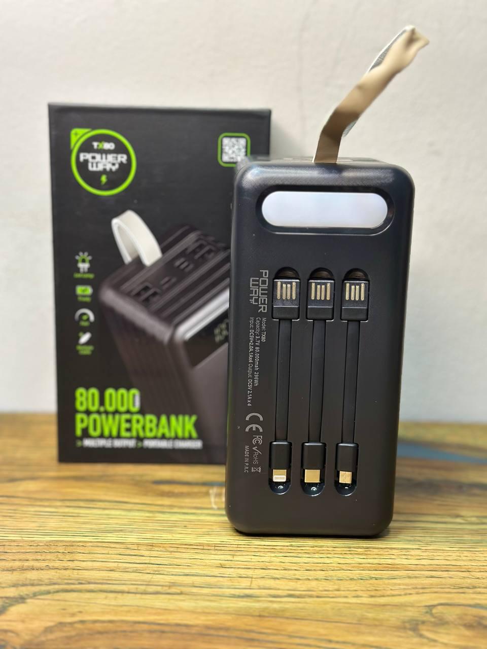 Повербанк Power Way TX60 80000 mAh 4xUSB 2xUSB Fast Сharging (142466) - фото 2 Повербанк Power Way TX60 80000 mAh 4xUSB 2xUSB Fast Сharging (142466) - фото 2