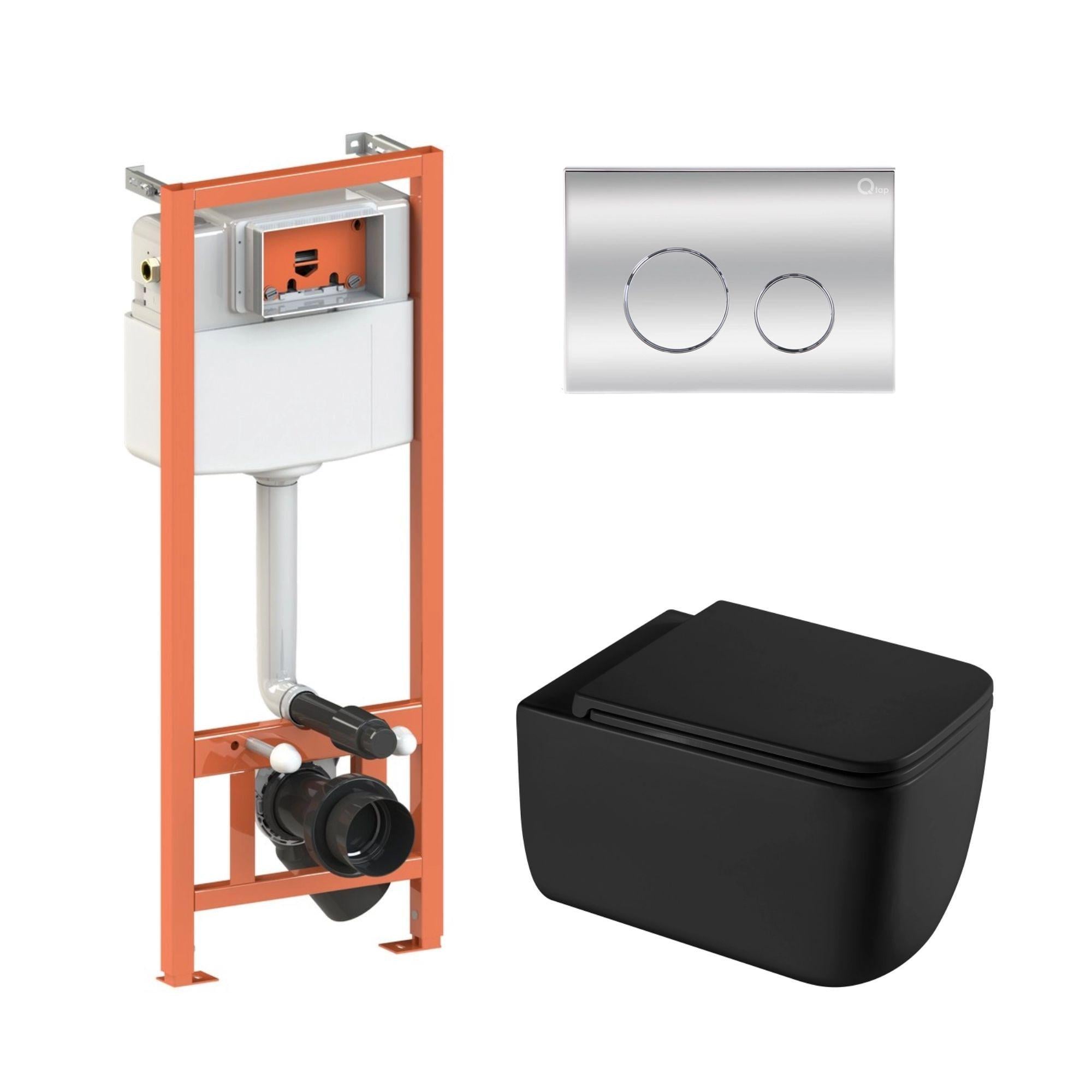 Комплект инсталляции Qtap Nest 4в1 унитаз подвесной Gemini Ultra Quiet/круглая клавиша Chrome (24141751)