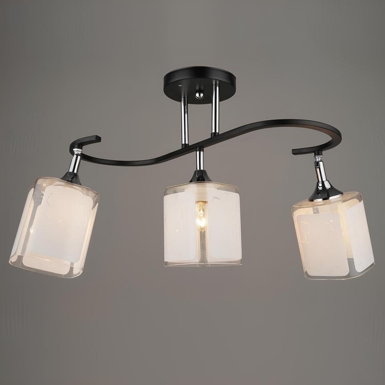 Люстра Svet с тремя поворотными плафонами под лампу Е27 Черно-белый (SR-N3856/3 CH+BK)