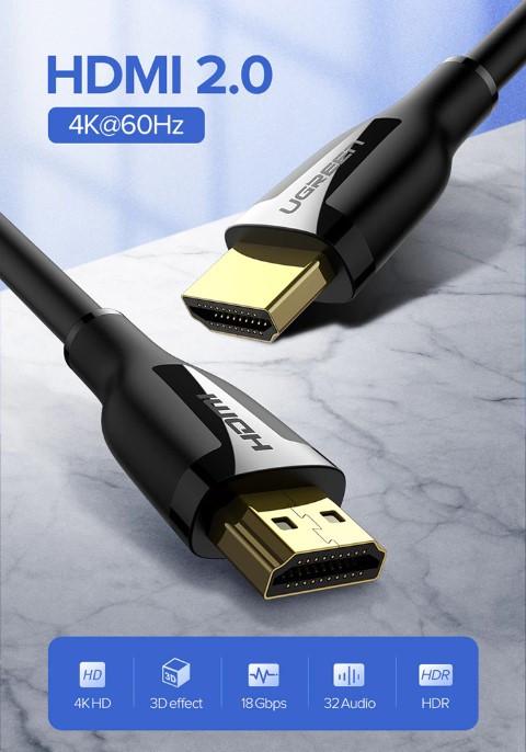 Кабель відео Ugreen HDMI 2,0 4K 3D 1 м Black (ED030) - фото 2 Кабель відео Ugreen HDMI 2,0 4K 3D 1 м Black (ED030) - фото 2