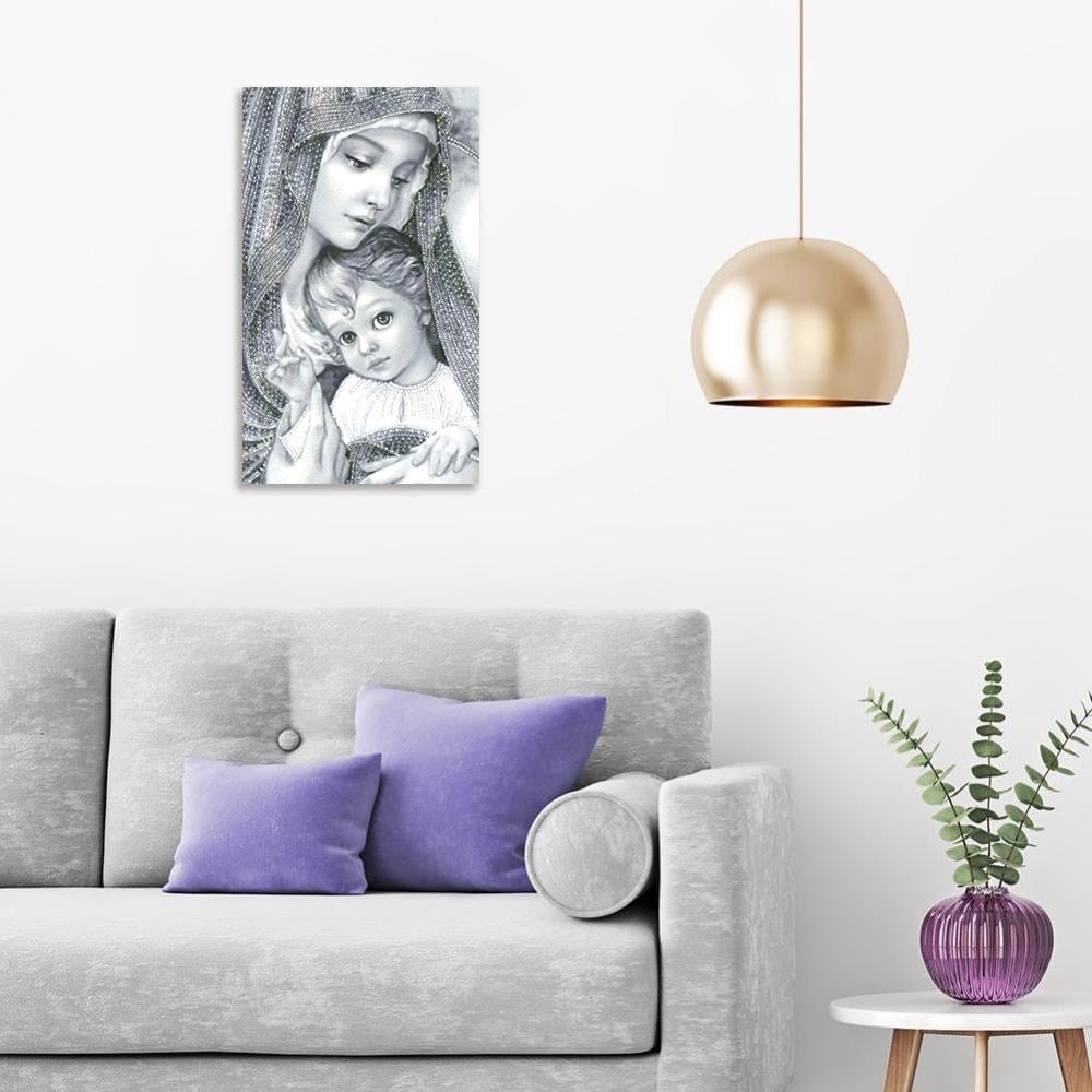 Алмазна мозаїка SHLab Діва Марія з Ісусом Срібло SH-30615 30x50 см повна викладка (30615) - фото 4