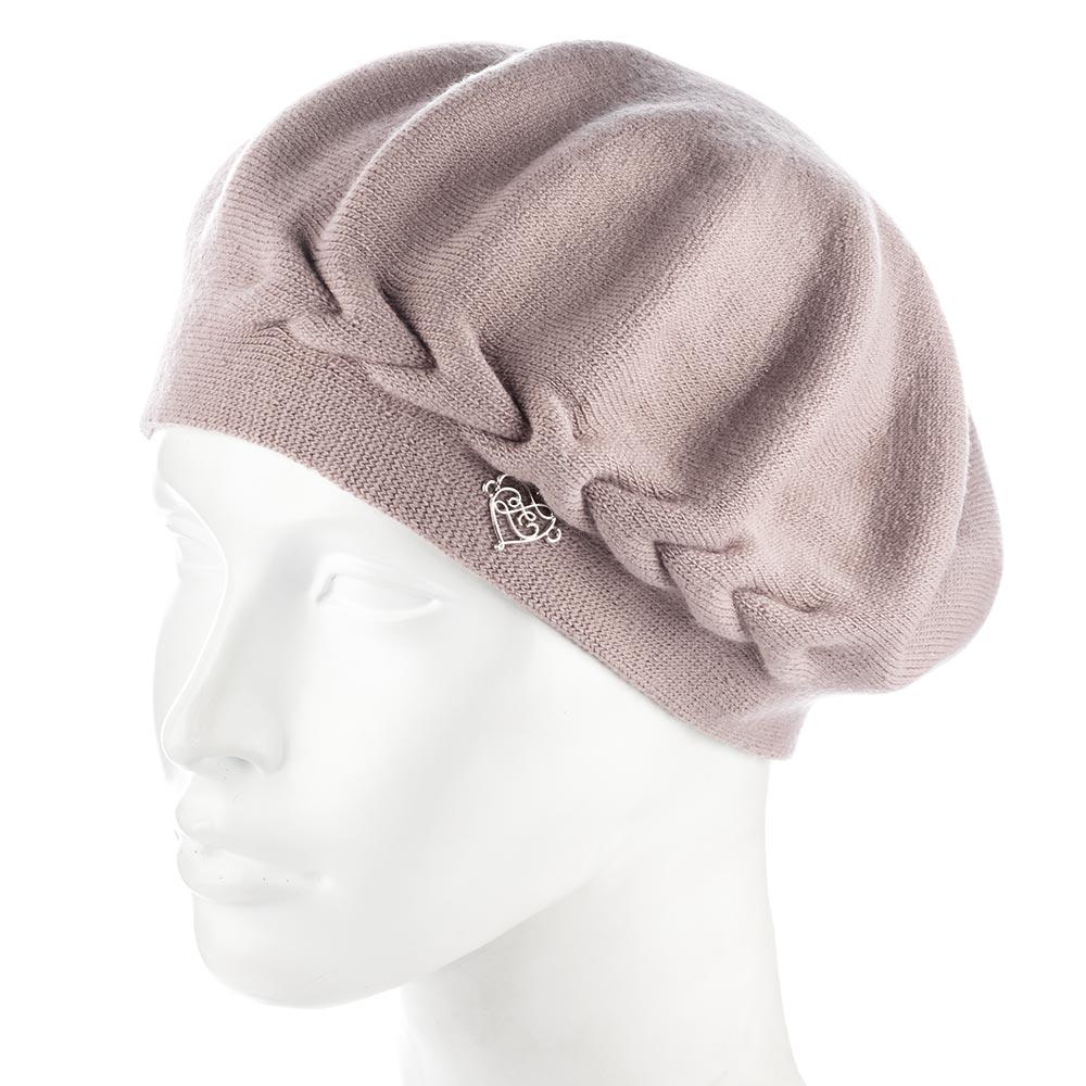 Берет женский двойной сбоку с узором Zolly ZH257 Темная пудра