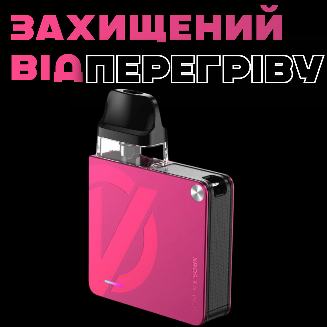 POD-система Vaporesso XROS 3 Nano Pod Kit многоразовая 1000 mAh 2 мл 2 картриджа в комплекте Rose Pink (9d0d1b83) - фото 4