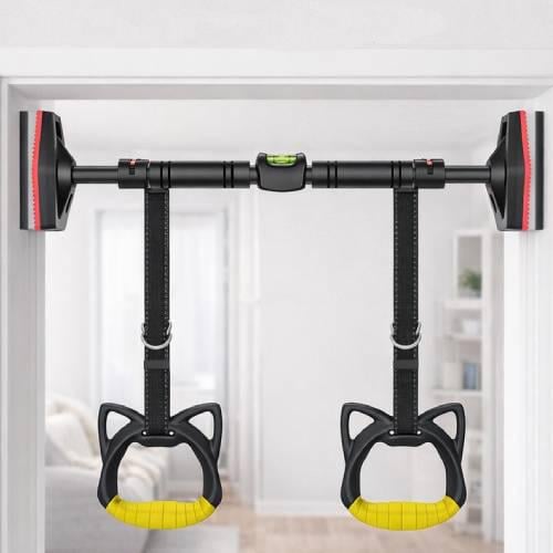 Турник в дверной проем с подвесными кольцами регулируемый 70–96 см до 400 кг Турник в дверной проем с подвесными кольцами регулируемый 70–96 см до 400 кг