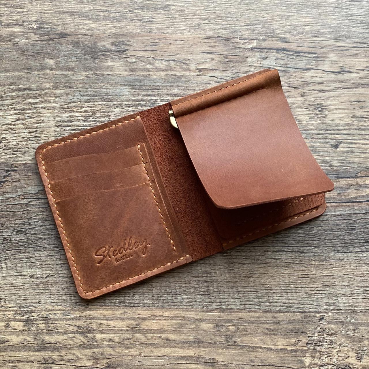 Кошелек ручной работы Stedley leather с зажимом натуральная кожа Коричневый (2473966735)