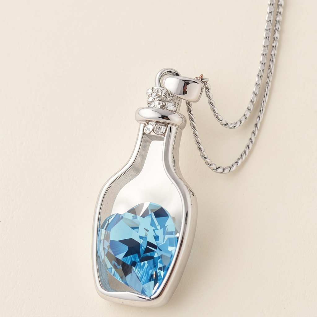 Кулон Bottle Love с бирюзовым сердечком для влюбленных (824174219)
