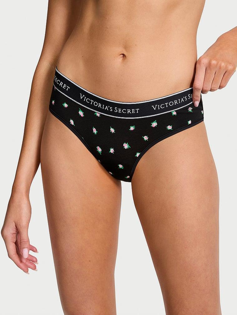 Трусики женские Victoria's Secret Cotton Hiphugge с цветочками XS Черный (2403570316)