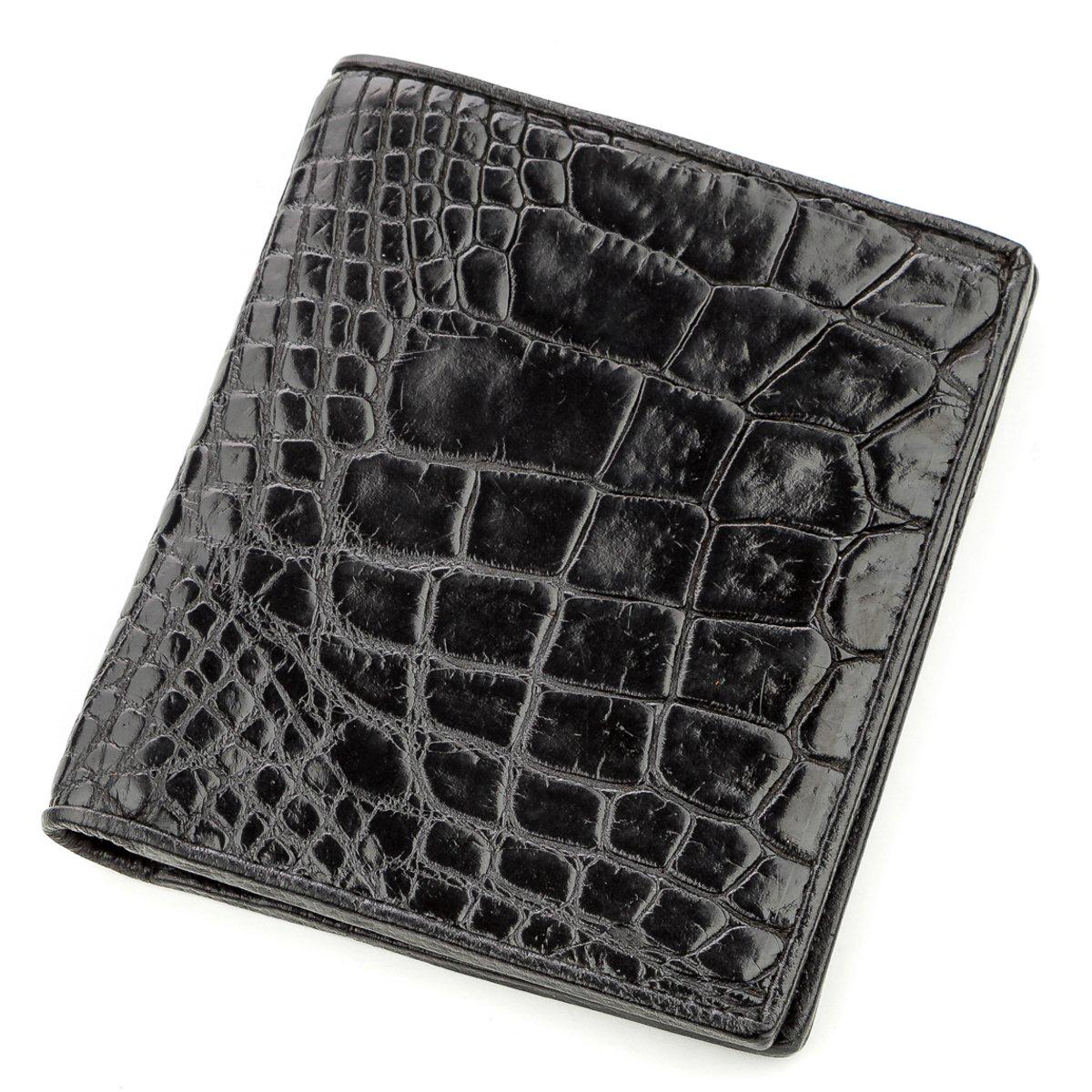 Портмоне Crocodile Leather 18530 из натуральной кожи крокодила Черный