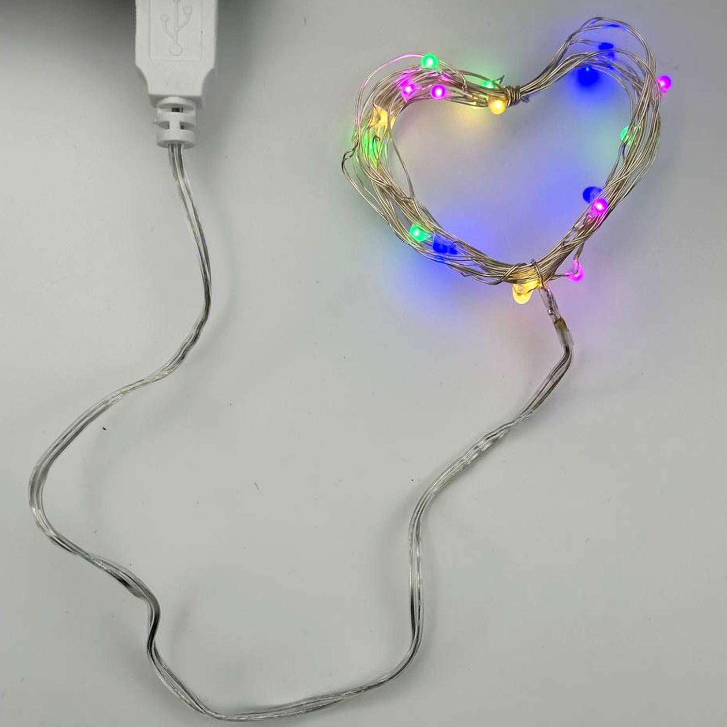 Гирлянда новогодняя 20LED RGB 2 м режим статика USB