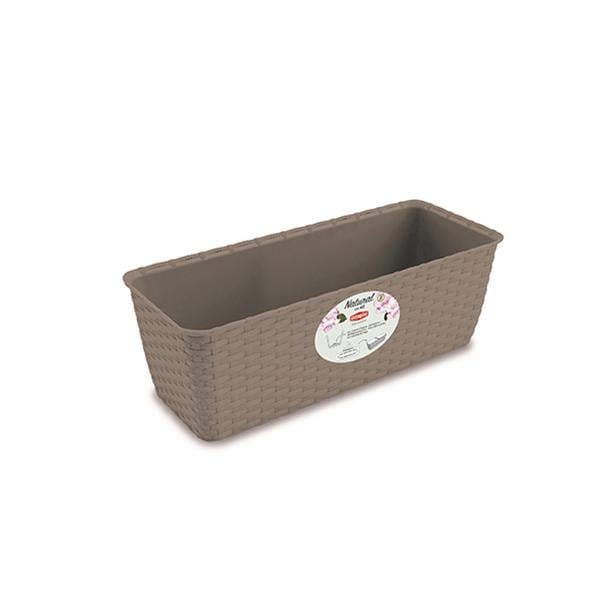 Вазон прямоугольный с автополивом Stefanplast Natural 5,3 л 40х16х13 см Серый (73707)