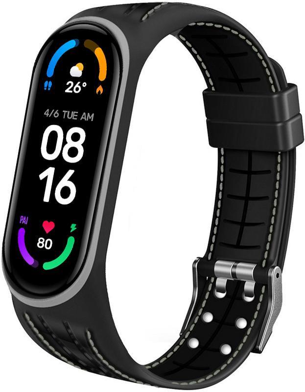 Ремешок силиконовый Seam для Mi Band 6 Black Grey (27828)